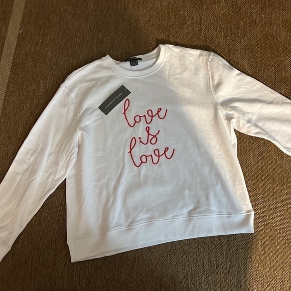 French Connection Love is Love embroidered sweatshirt size Large - Picture 1 of 7